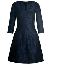 Oscar de La Renta size 2 navy brocade dress. knee length.