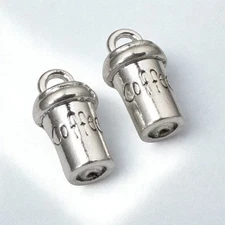 Silver Coffee Cup Charms, 4-Pack Whimsical Coffee To Go Cup for Jewelry Making