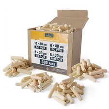 Wooden Dowel Pins 300 Pack Assorted Sizes 6 30 / 8 30 / 8 40 / 10 40 mm Flute...