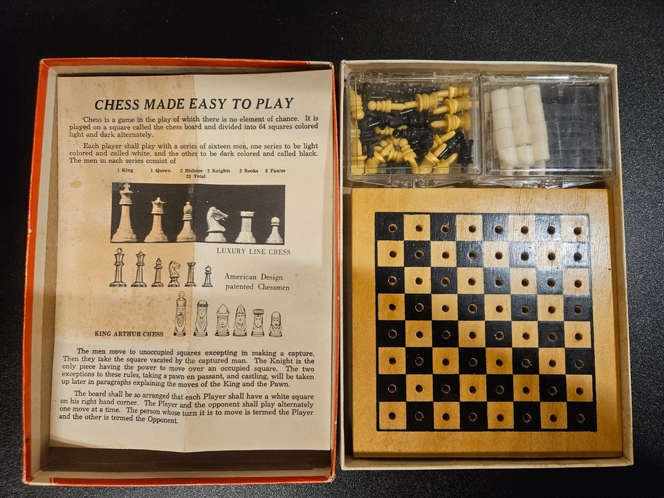 Спартанский шахматы и шашки комплект - винтажный 1950 - деревянная доска - Изображение 2 из 4