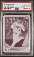 2025 Bowman Hyeseong Kim Magenta Printing Plate Rookie 1/1 PSA Dodgers