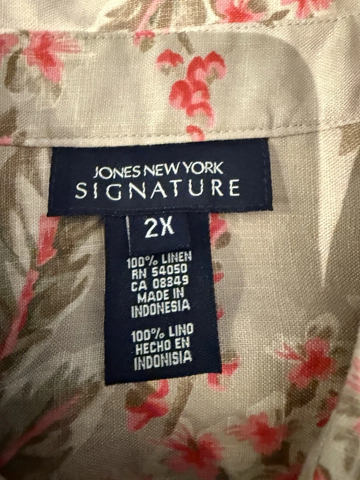 Blusa Jones New York Signature manga larga lino floral 2X Foto 2 de 4