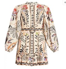 NWT Farm Rio size S mini dress in classic nature sand belted multi colored