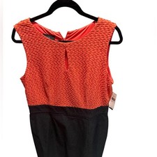 Alyxdress NWT Chic Orange/Coral & blue denim Sleeveless Office Dress size 14