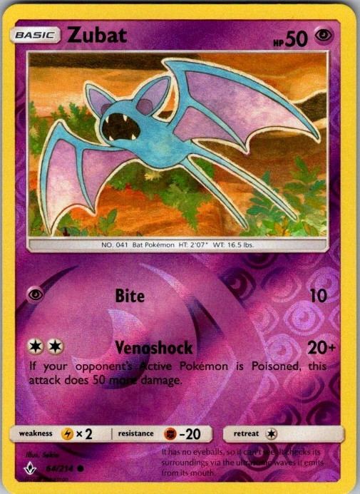 Zubat 64/214 Unbroken Bonds Common NM Pokemon TCG
