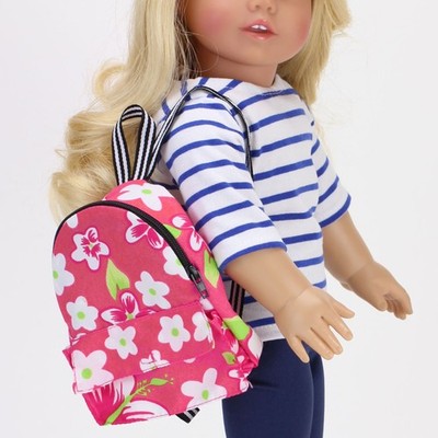 Sophia's Flower Print Backpack for 18'' Dolls, Hot Pink