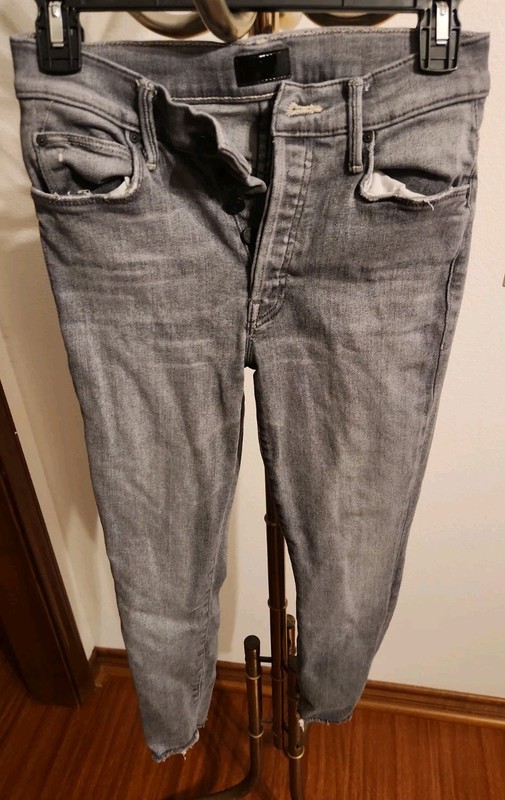 Mother Jeans The Stunner Ankle Fray Chateau Secrets Grey Size 26