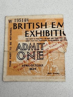 1924 British Empire Exhibition Railway Employees Ticket Stub Isle of Wight IOW