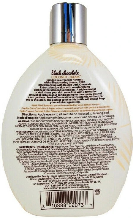 Brown Sugar BLACK CHOCOLATE COCONUT CREAM 200X Bronzer Tanning Bed Lotion 13.5oz