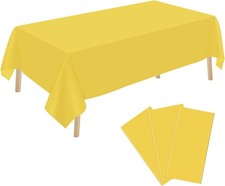 3 Pack Yellow Plastic Tablecloth Disposable Rectangular Table Cloth 54 x 108Inch