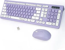 Wireless Keyboard and Mouse Combo, Full-Sized Purple 
