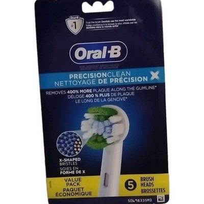SEALED Oral-B Precision Clean X- Shaped Bristles, 5 Replacement Brush Heads