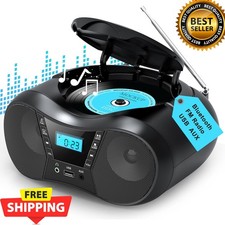 Portable Boombox CD Player Bluetooth FM Radio AC/Battery AUX USB Headphone