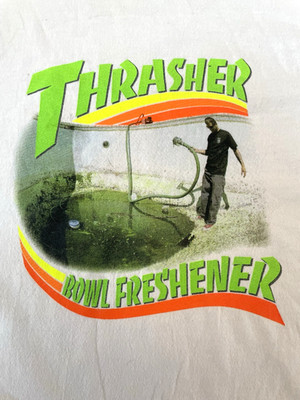 RARE VINTAGE THRASHER MAGAZINE SHIRT XL BOWL FRESHENER WHITE Y2K ERA SKATEBOARD