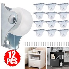 12 Pcs Fixed Castor Wheels for Furniture Cabinet Small Casters Non-Swivel 25MM