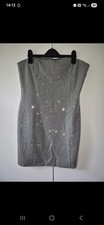 Next Silver Rhinestone Sparkly Strapless Mini Dress Party Prom UK 12