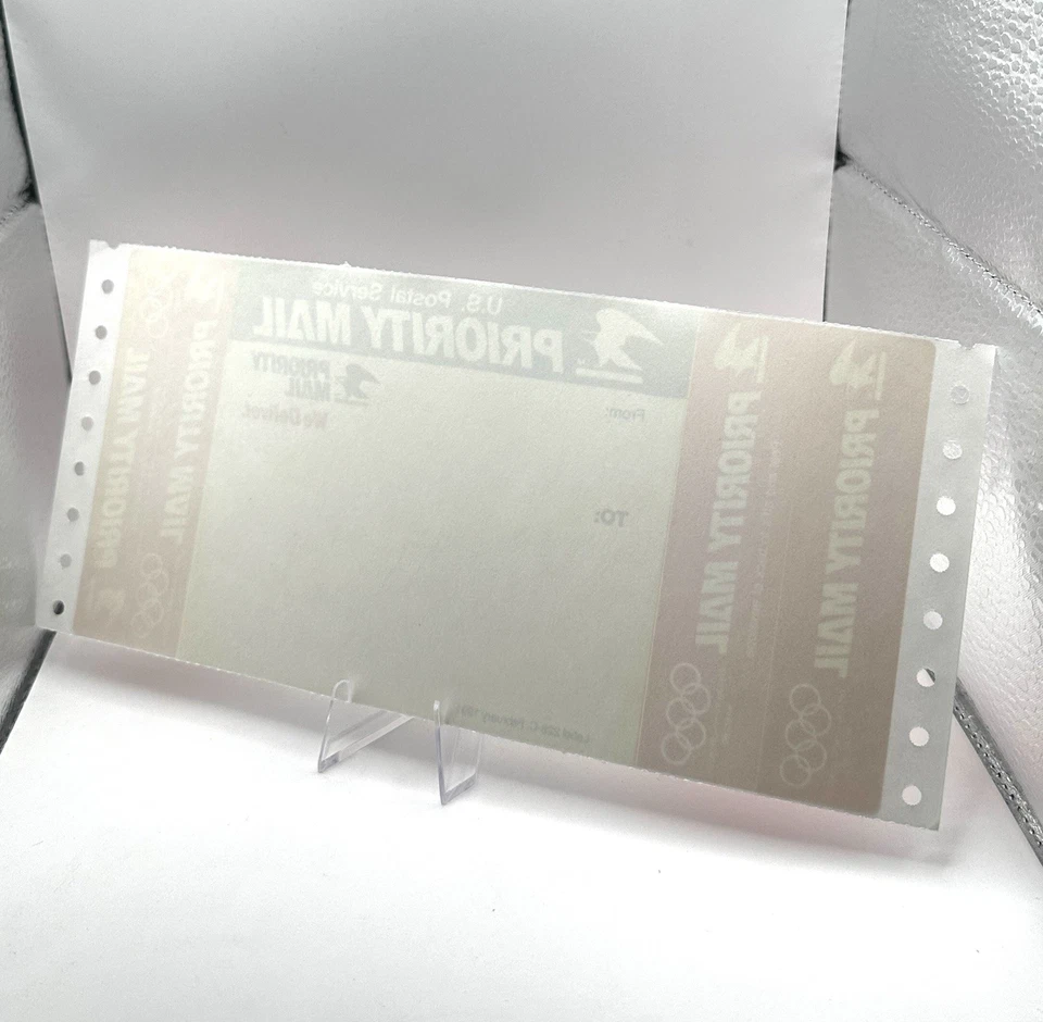 Etiqueta de correo prioritario de colección 1991 USPS 228 graffiti azul superior sello en blanco coleccionista Foto 2 de 3