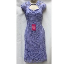 New SISTAGLAM Size 12 Purple Blue Lace Sweetheart Midi Bodycon Dress Party