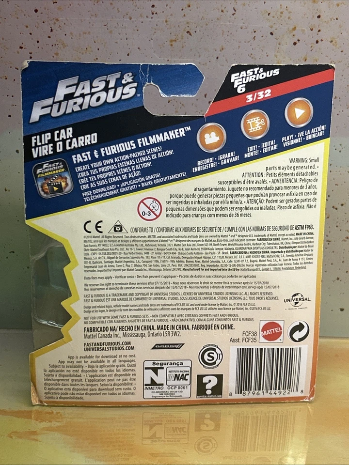 FLIP CAR VIRE O CARRO FAST & FURIOUS 1:55 HOT WHEELS DIECAST 2016 Damaged Card - Image 4 of 4