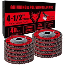 4 1/2 inch Ceramic Flap Disc, 40 Grit, Type 29, Grinding and Polishing, 10 Pack