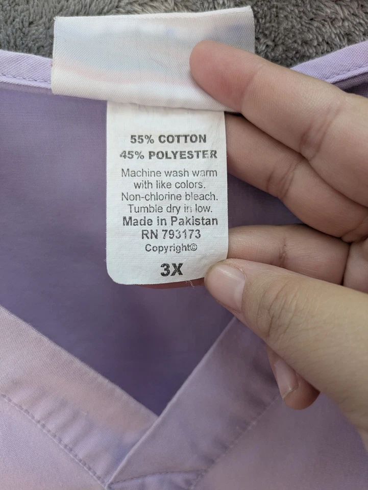 Lavender Scrub Set Women's Plus Size 3X Elastic Waist Medical Workwear Uniform - Image 3 of 4