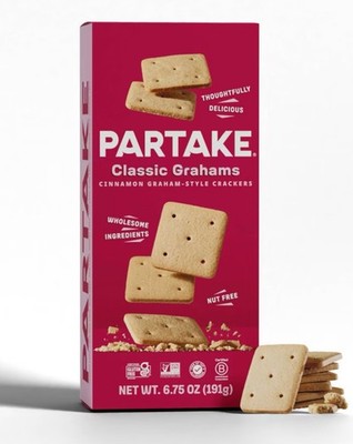   New Partake Classic Grahams Cinnamon Crackers Vegan Nut Free Cookies 6.75oz