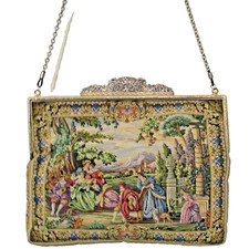 Vintage Petit Point Purse Sides are Different with Dog SHIPPED TO US TARIFF FREE