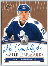 MIKE KRUSHELNYSKI 2017-18 TORONTO MAPLE LEAFS CENTENNIAL LEAF MARKS #MLMMK 22845
