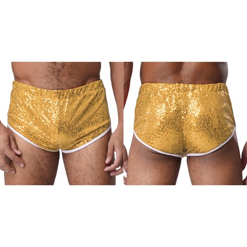 Mens Glittery Low Rise Shorts Color Blocked Briefs Hot Pants for Club Party - Picture 51 of 67
