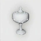 Vintage Fenton Milk Glass Cabbage Rose Covered Pedestal Candy Dish 1970s 8.5”