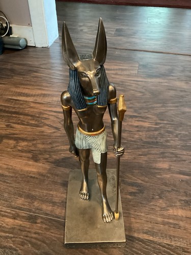 Anubis Jackal-Headed God Cold-Cast Bronze Statue  16” Dated 2001 Signed