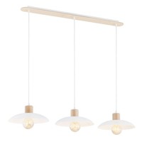 Pendelleuchte HäNgelampe Metall E27 B: 90 Cm H: Max. 100 Cm Weiß Holzoptik