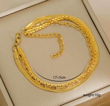 Gold Tone Stainless Steel Jewelry Set Necklace Bracelet Earrings Pendants