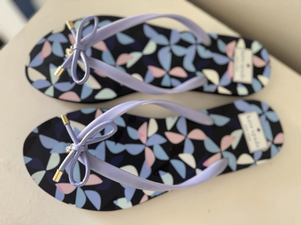 KATE SPADE NEW YORK Nova Lilac Shiny Flip Flops Size 10M NEW - Image 4 of 4
