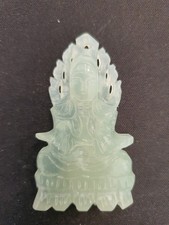 Edle Jade Guanyin Figur Anh&auml;nger &ndash; fein geschnitzt &ndash; Buddha Kuan Yin &ndash; Gl&uuml;cksbri