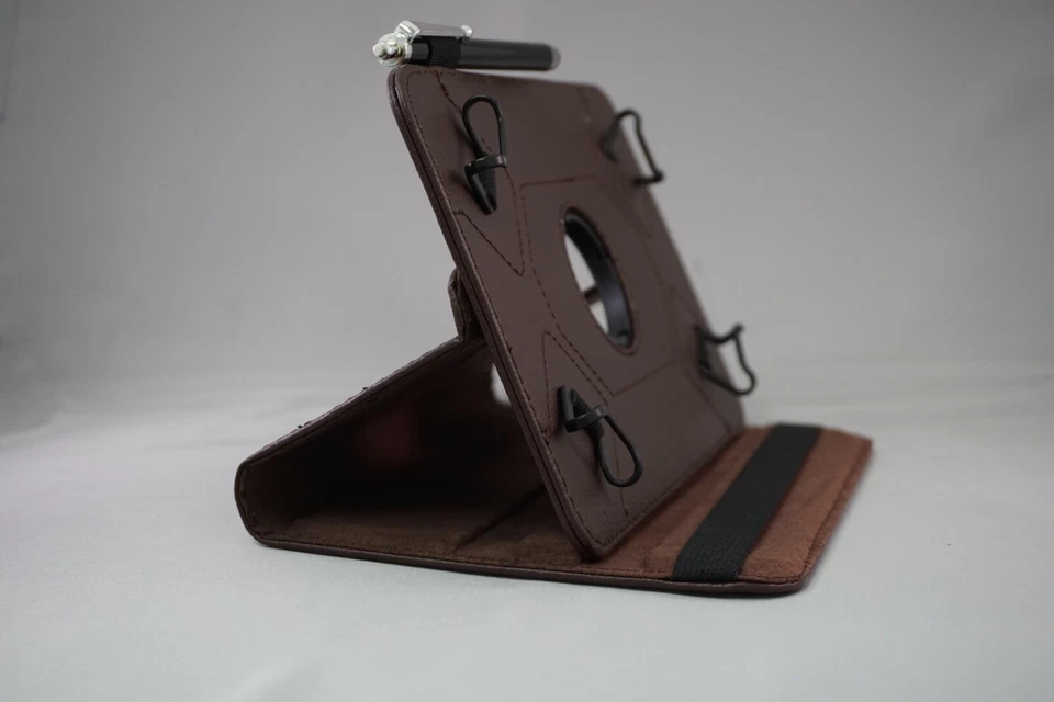 8" BROWN  ACP Tablet Case Cover Folio - with Stylus and (2) Hardened Glass - Image 4 of 4