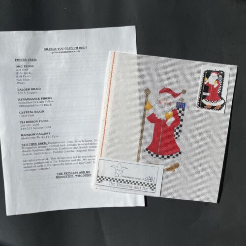 Die Prinzessin und ich ORANGE DU FROH, DASS ICH ROT BIN HP Nadelspitze Leinwand & Anleitung C451 - Bild 3 von 6