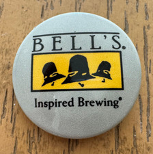 Bell's Brewery Pin Button Pinback Inspired Brewing Beer Gray Gold Black 1" Round