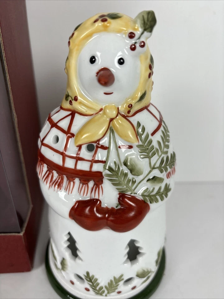 Soporte de luz de té Villeroy And Boch muñeco de nieve señora Nieve ~ 7,25 pulgadas Foto 2 de 4