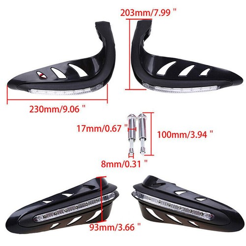 Motorcycle Handlebar Hand Guard White LED Light Dirt Bike ATV Off-Road Black - Picture 2 of 6