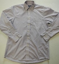 Chaps Regular Fit Button Down Shirt Purple Plaid 15-15.5 34/35