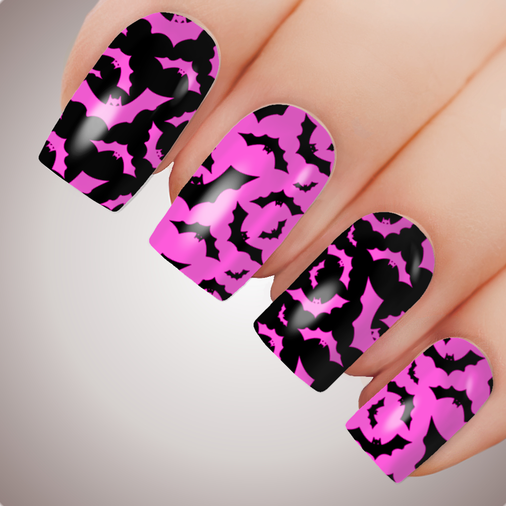 PINK & BATTY - Halloween Horror Full Nail Art Decal Water Transfer Tattoo |  eBay