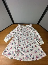 TUCKER + TATE Ruffle Fleece Dress In Ivory Egret Foil Holly Floral NWT Size 5