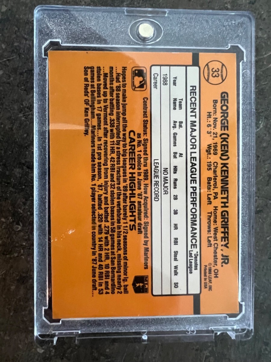 Ken Griffey Jr. Rated Rookie baseball card 1989 Donruss error | eBay