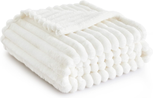 White Throw Blanket for Couch - Super Soft Cozy Blankets for Women, Cute Small F - Picture 11 of 12