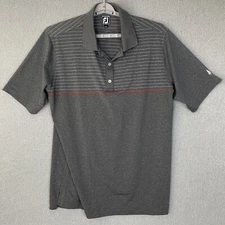 FootJoy Golf Polo Shirt Mens 2XL Athletic Fit Gray Striped Performance