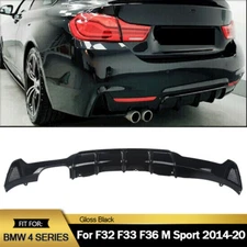 Rear Bumper Diffuser Lip Gloss Black For BMW F32 F33 F36 430i 435i M Sport 2013+