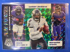 NFL - Lamar Jackson/Ingram/Brown 2020 Panini Mosaic Green Flea Flicker - Ravens
