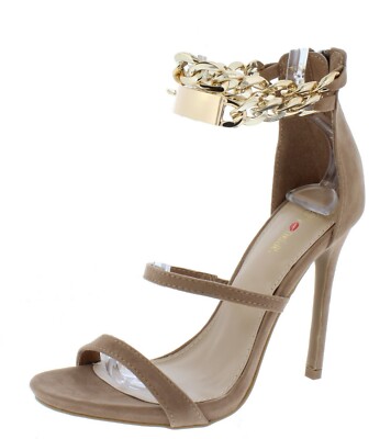 Beige Double Chain Strap Stilettos - 8.5