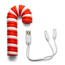 Holiday Xmas Candy Cane Rechargeable Power Bank Charger 2000 mAh USB micro usb  